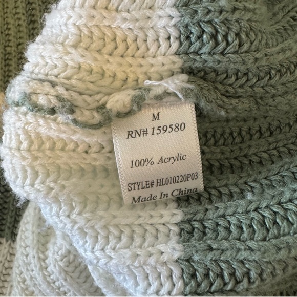 Pink Lily Striped Green and Cream Sweater - Picture 5 of 6